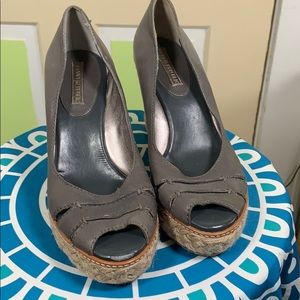 BANANA REPUBLIC PLATFORM ESPADRILLE 8 gray leather